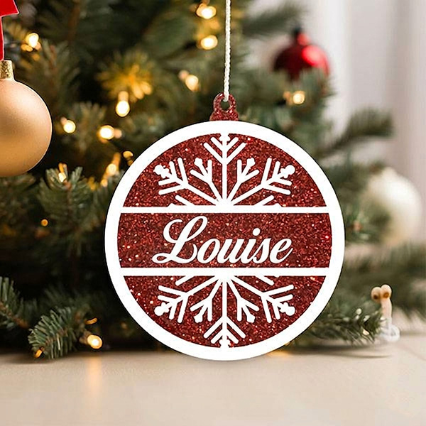 Pack de décorations pour sapin de Noël Paillettes avec prénom personnalisé