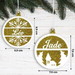 Vignette de Pack de décorations pour sapin de Noël Paillettes avec prénom personnalisé
