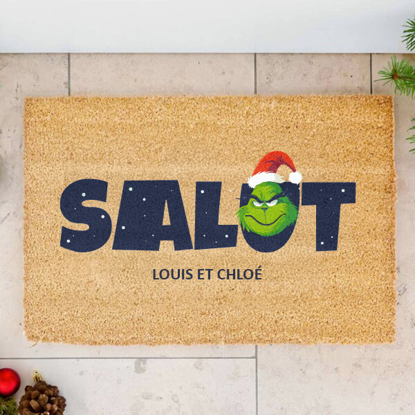 Paillasson de Noël Grinch avec nom personnalisé