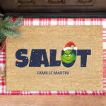 Vignette de Paillasson de Noël Grinch avec nom personnalisé
