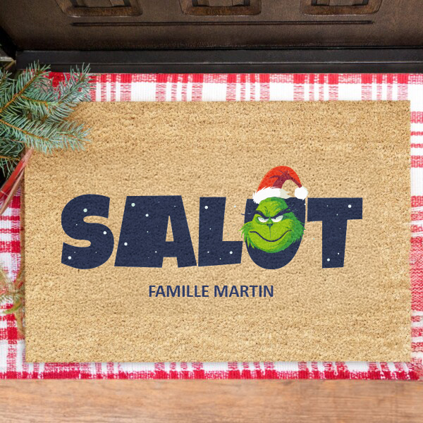 Paillasson de Noël Grinch avec nom personnalisé