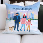 Miniatura di Cuscino Famiglia sui Pattini con Nomi e Testo personalizzato