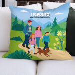 Miniatura di Cuscino Famiglia in Montagna con Nomi e Testo personalizzato