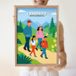Miniatura di Poster Famiglia in Montagna con Nomi e Testo personalizzato