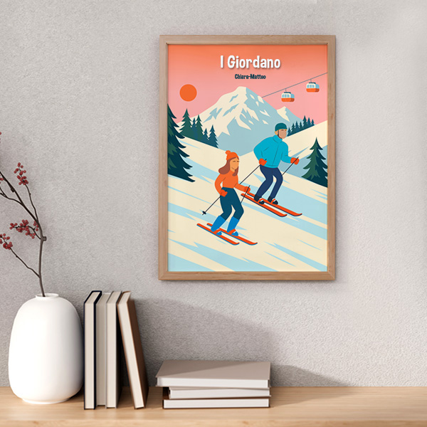 Poster Sci in Montagna con Nomi e Testo personalizzato