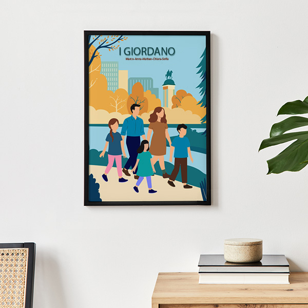 Poster Famiglia al Parco con Nomi e Testo personalizzato