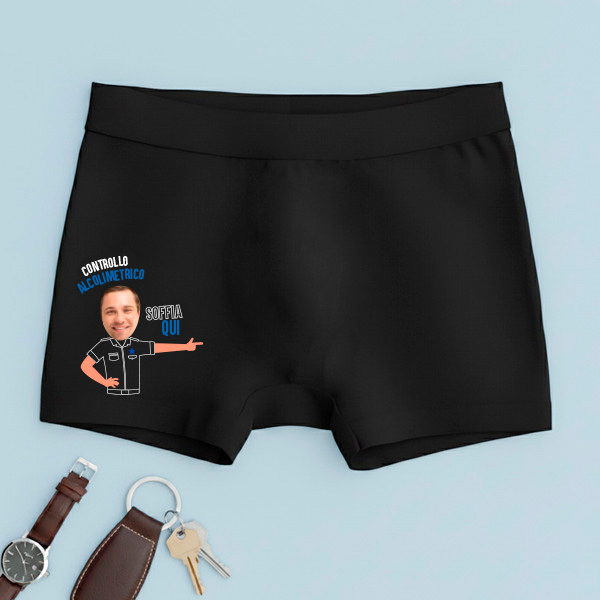 Boxer “Controllo Alcolemico” con Foto Personalizzata