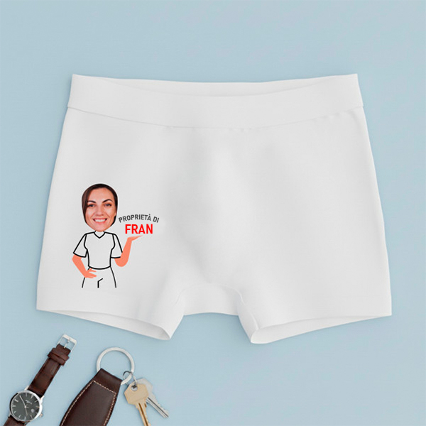 Boxer “Proprietà di” con Foto e Nome Personalizzati