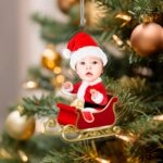 Set di Decorazioni per Albero di Natale Babbo Natale Bebè con Foto personalizzate Miniatura di Set di Decorazioni per Albero di Natale Babbo Natale Bebè con Foto personalizzate