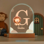 Lampada per Bambini Leone con Iniziale e Nome personalizzata Miniatura di Lampada per Bambini Leone con Iniziale e Nome personalizzata