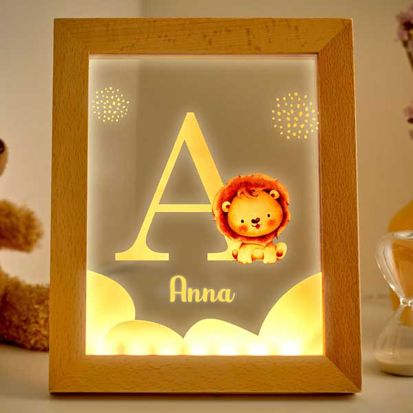 Lampada per Bambini Leone con Iniziale e Nome personalizzata