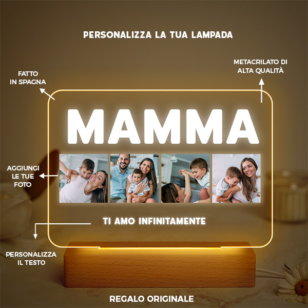Lampada Mamma con 4 foto personalizzata