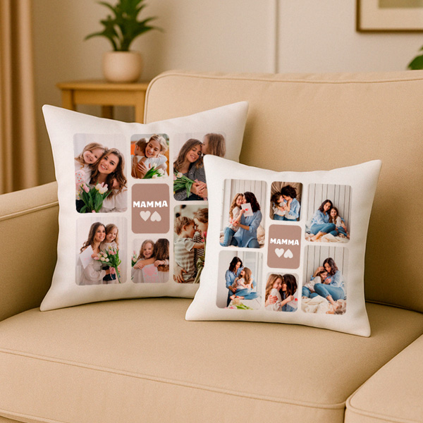 Cuscino Mamma con Sei Foto personalizzato
