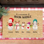 Zerbino di Natale Pupazzo di Neve con Nomi personalizzato Miniatura di Zerbino di Natale Pupazzo di Neve con Nomi personalizzato