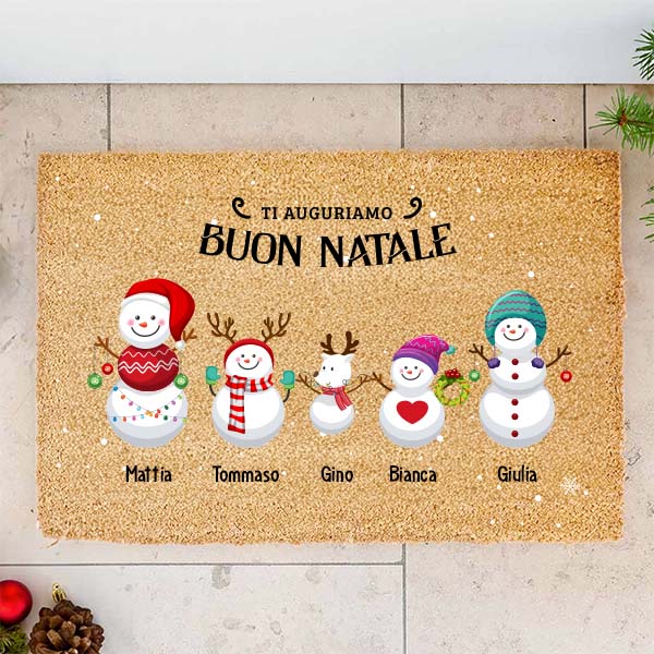 Zerbino di Natale Pupazzo di Neve con Nomi personalizzato