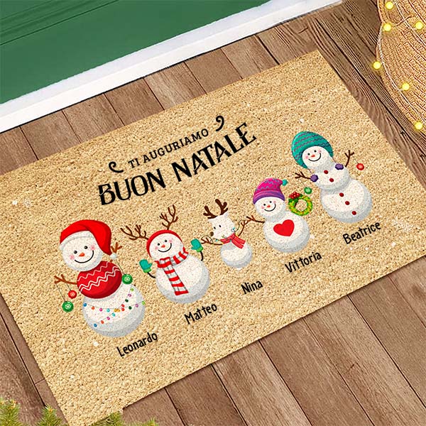 Zerbino di Natale Pupazzo di Neve con Nomi personalizzato