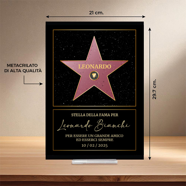 Targa Hollywood con Testi personalizzata