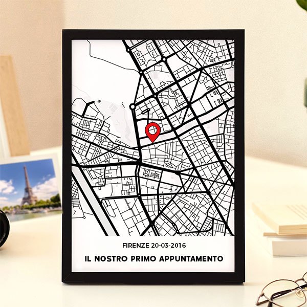 Targa Mappa dell’Amore con Posizione e Testi personalizzata