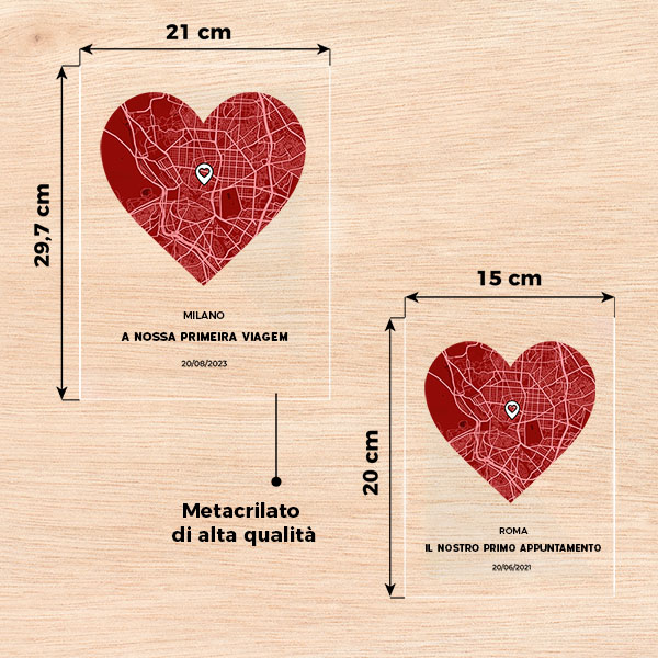 Targa Mappa dell’Amore con Posizione e Testi personalizzata