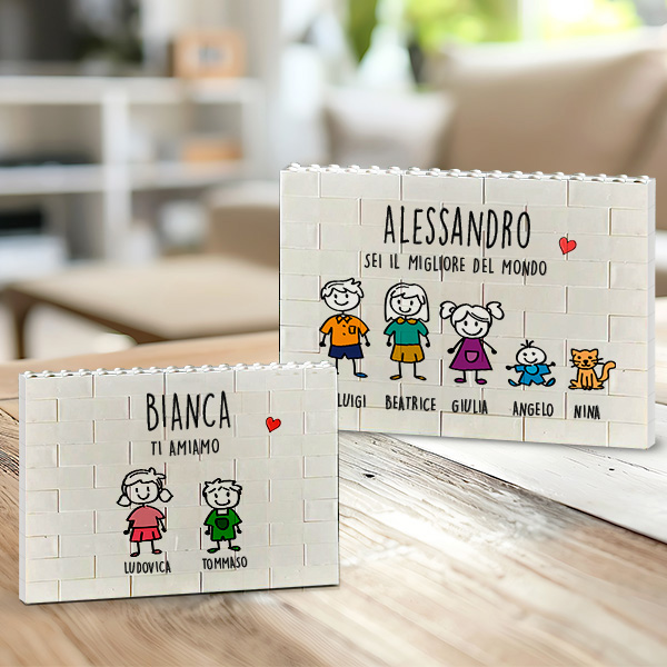 Puzzle di Blocchi con Omini e Testo Personalizzato