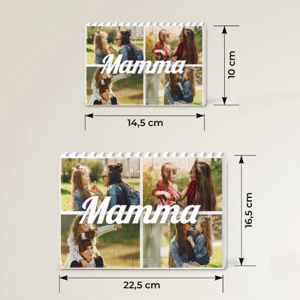 Puzzle di Blocchi Mamma Collage con Quattro Foto personalizzato