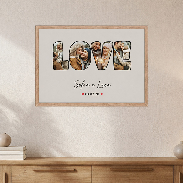 Poster Design LOVE con Data e Nomi Personalizzati