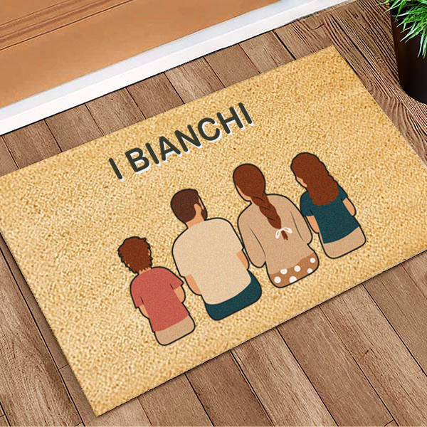 Zerbino con Illustrazione di Famiglia di Spalle e Testo Personalizzato