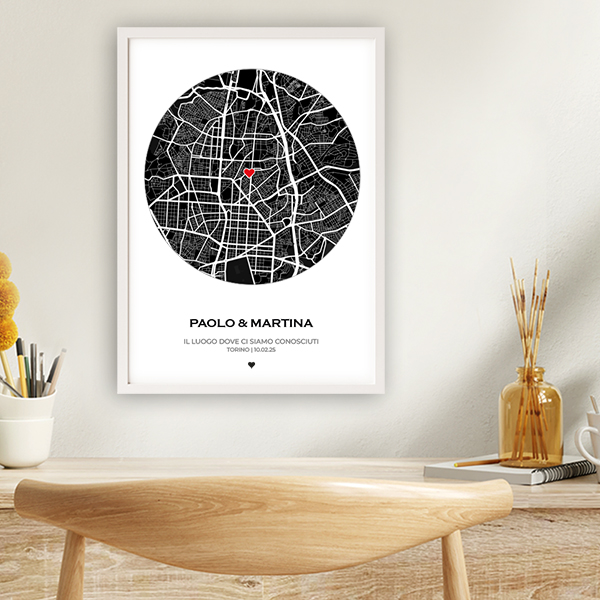 Poster Mappa dell’Amore con Posizione Personalizzata