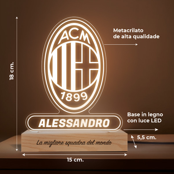 Lampada Scudo AC Milan personalizzata