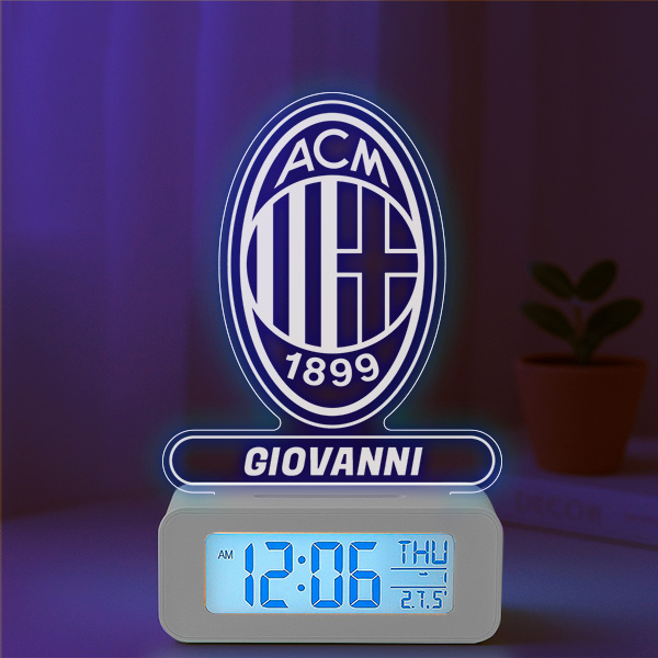 Sveglia con Luce Scudo AC Milan personalizzata