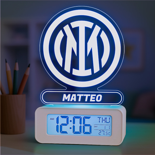 Sveglia con Luce Scudo Inter di Milano personalizzata