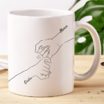 Tazza personalizzata Mani Unite con Nomi Miniatura di Tazza personalizzata Mani Unite con Nomi