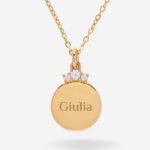 Collana con Brillanti Superiori e Testo personalizzato Miniatura di Collana con Brillanti Superiori e Testo personalizzato