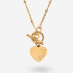 Collana Cuore con Anello e Testo personalizzato Miniatura di Collana Cuore con Anello e Testo personalizzato