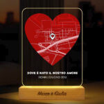 Miniatura di Lampada Mappa dell’Amore con Posizione e Testi personalizzata