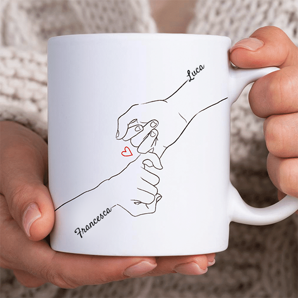 Tazza personalizzata Mani Unite con Nomi