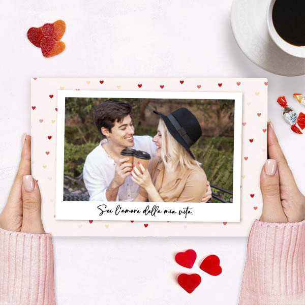 Scatola di Dolci Polaroid Cuori personalizzata con Foto e Testo