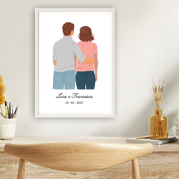Poster con illustrazione di coppia di spalle personalizzata