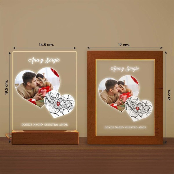 Lampada Cuori con Mappa dell’Amore e Foto personalizzata