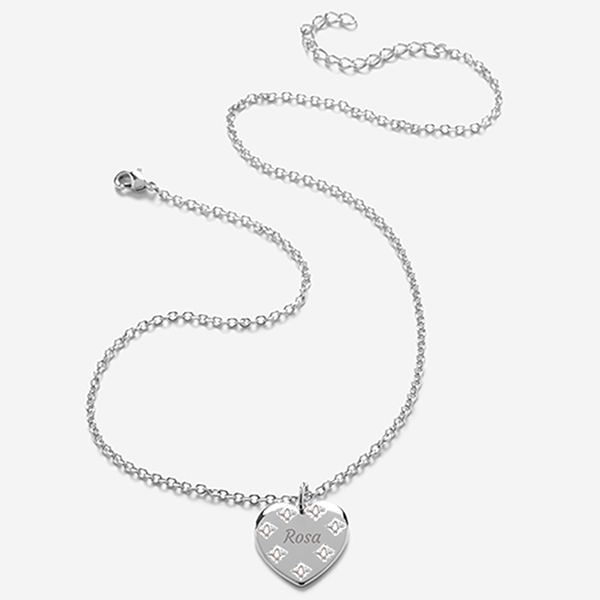 Collana Cuore con Brillanti e Testo personalizzato