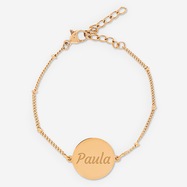 Bracciale da Donna con Ciondolo Rotondo e Testo personalizzato