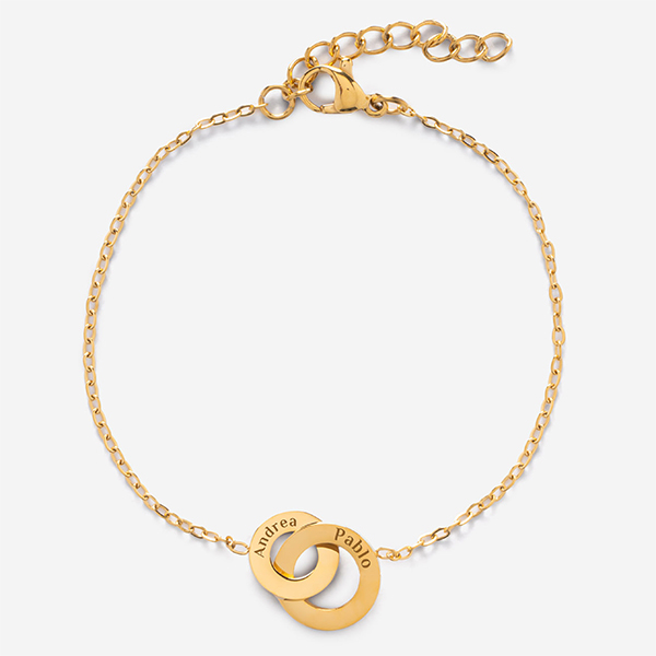 Bracciale da Donna con Cerchi Incrociati con Nomi personalizzati
