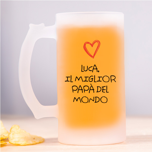 Boccale da Birra con Cuore e Testo per Papà personalizzato
