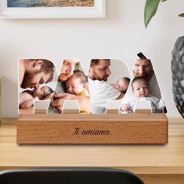 Targa Papà con Foto e Base personalizzata