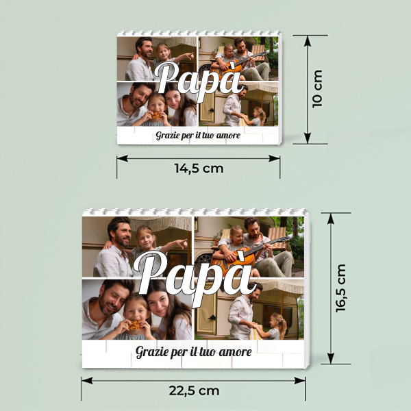 Puzzle di Blocchi Papà con Collage di 4 Foto Personalizzate