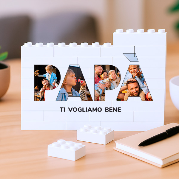 Puzzle di Blocchi Papà con Foto e Testo Personalizzato