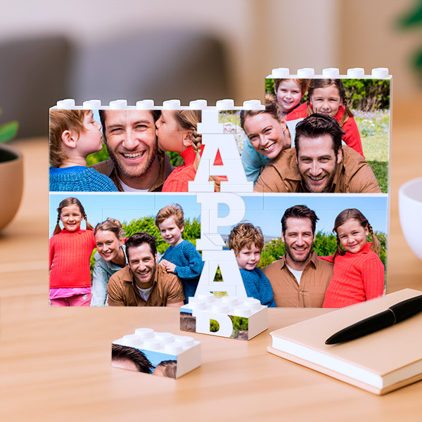 Puzzle di Blocchi Papà Verticale con Foto Personalizzate