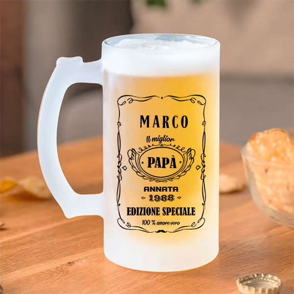 Boccale da Birra con Etichetta Whisky personalizzata
