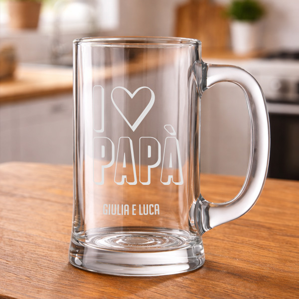 Boccale da Birra I Love Papà con Testo personalizzato