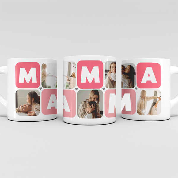 Tazza Mamma Cubi Cuore con Cinque Foto personalizzata